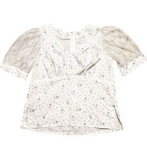 Vintage Puff Sleeve Floral Cottagecore Milkmaid Fairycore Lace Details Y2k Top
